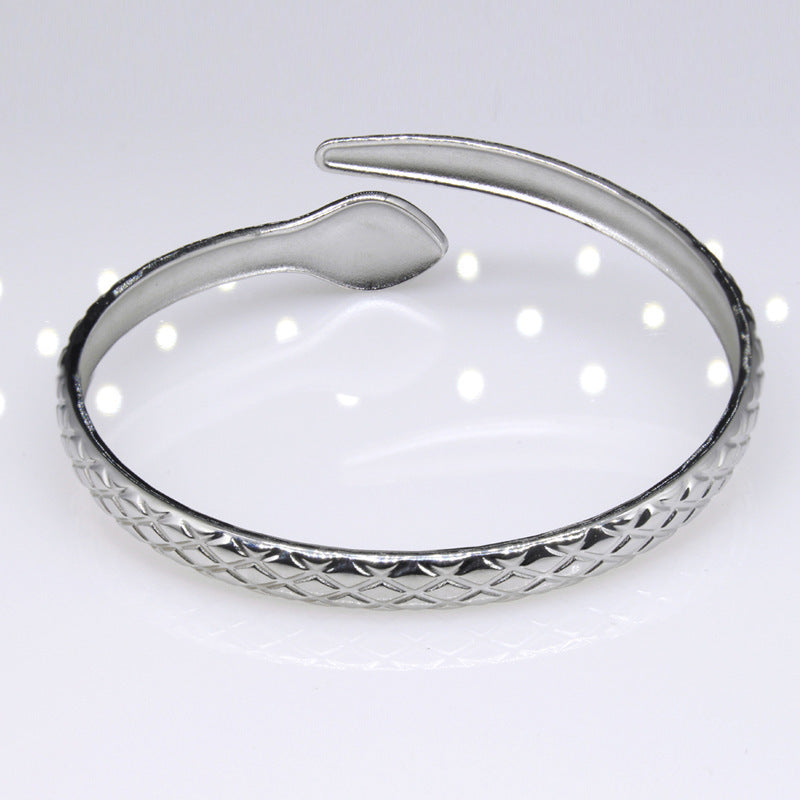 Pareja de zodiaco de serpentina abierta al por mayor pulsera de acero de acero inoxidable
